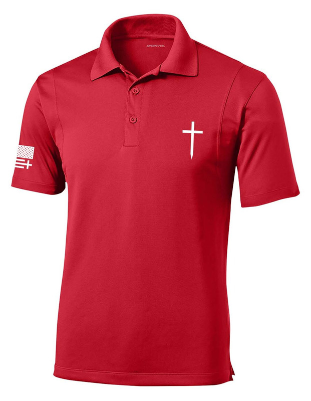Trenz Shirt Company Mens Christian Polo Embroidered Cross Golf